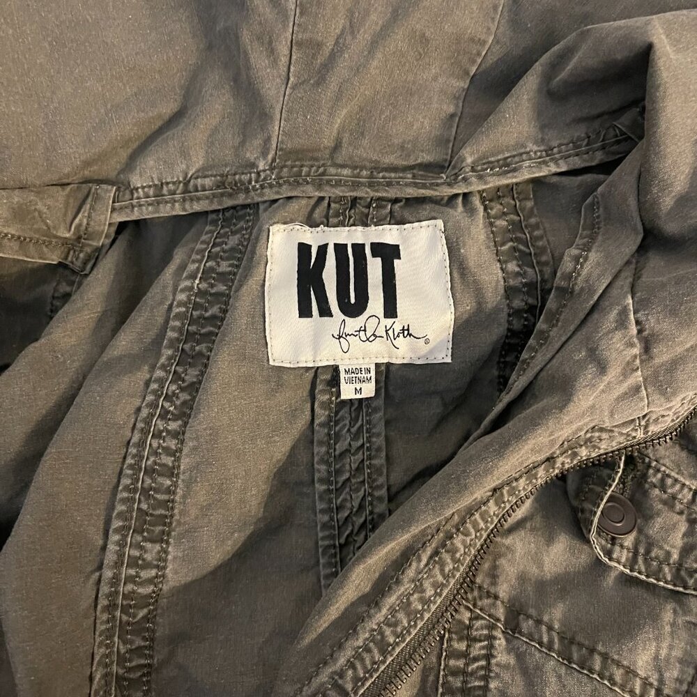 KUT From The Kloth Olive Utility Jacket Hooded Size M - Picture 4 of 9